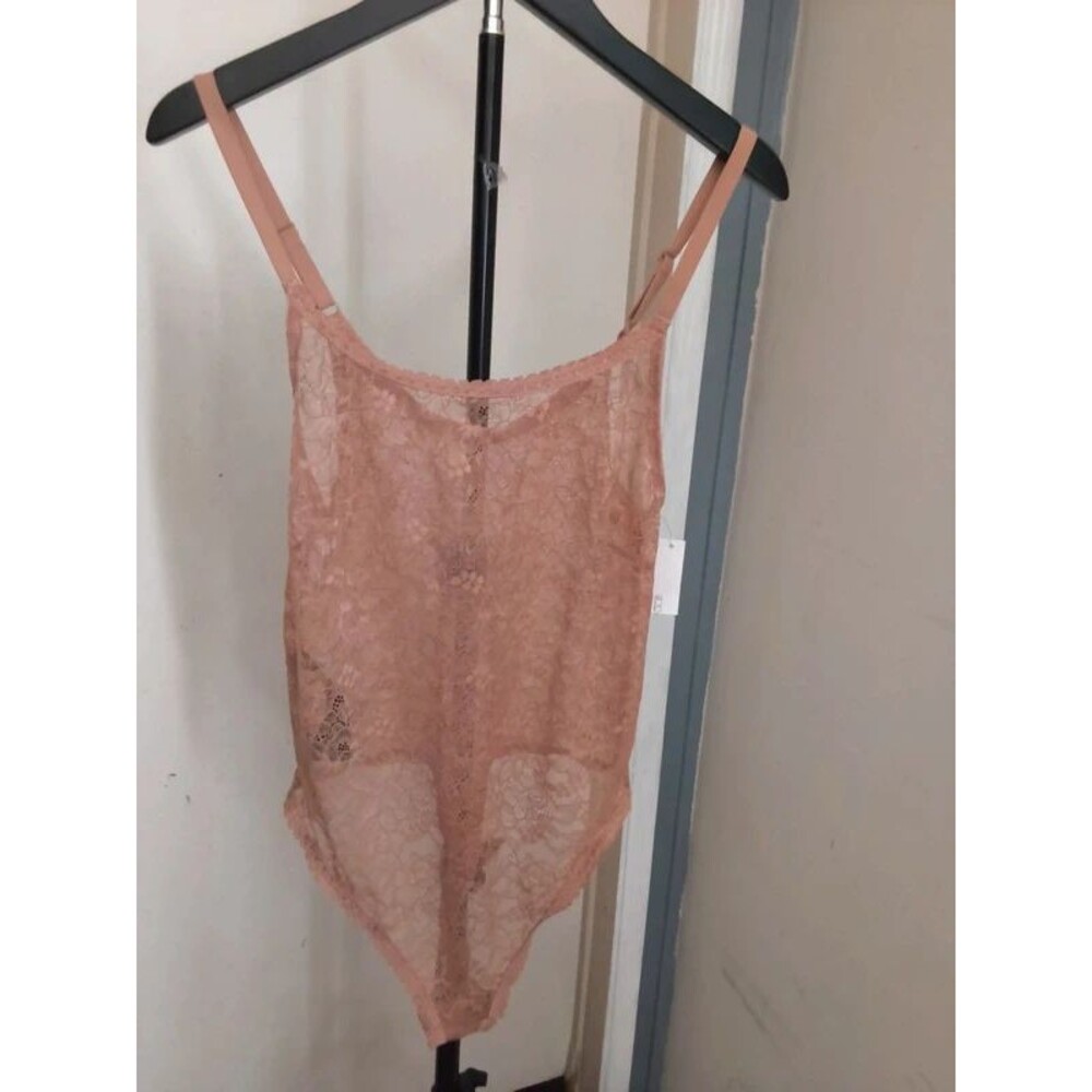 Amazon Essentials Women's Stretch All Over Lace Thong Bodysuit.